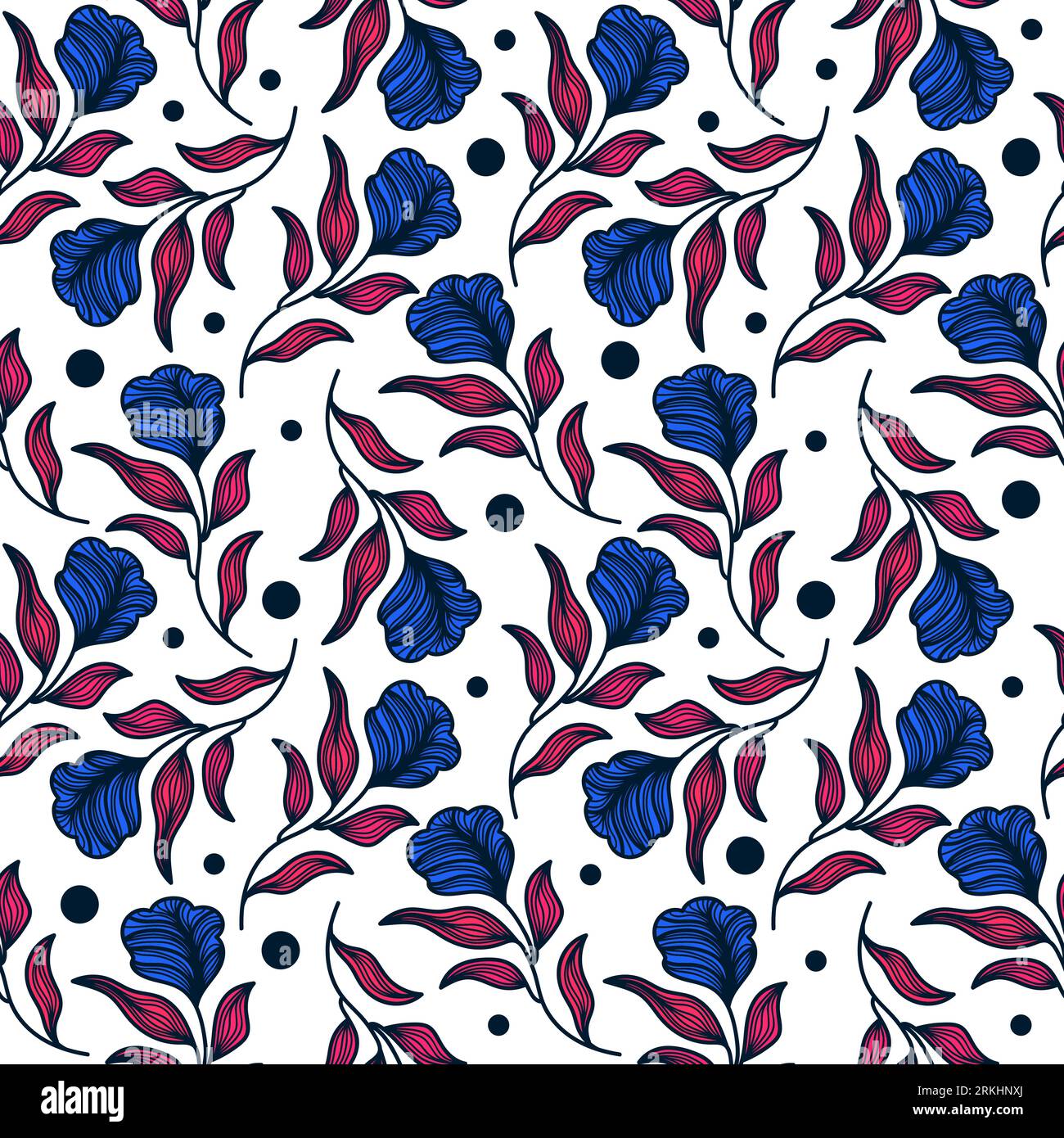 Motif floral exotique sans couture avec style Vintage. Motif floral dessiné à la main pour la mode, papier peint, papier d'emballage, fond, tissu, textile Illustration de Vecteur