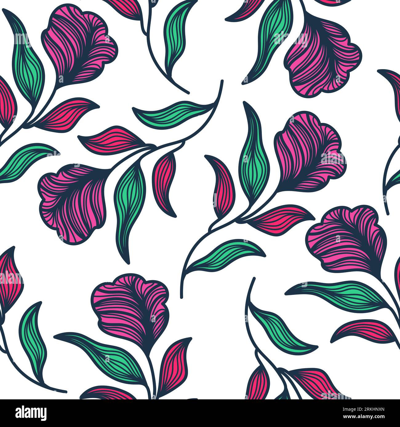 Motif floral exotique sans couture avec style Vintage. Motif floral dessiné à la main pour la mode, papier peint, papier d'emballage, fond, tissu, textile Illustration de Vecteur