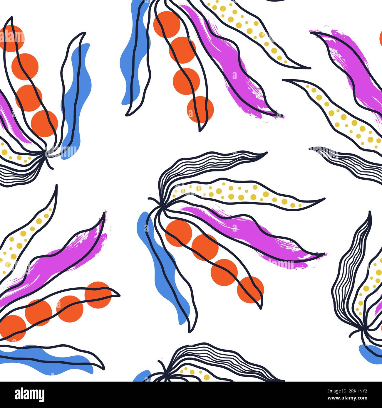 Motif floral sans couture dans le style rétro des années 90. Motif botanique contemporain mignon. Graphiques tendance et Vintage pour la mode, papier peint, papier d'emballage Illustration de Vecteur