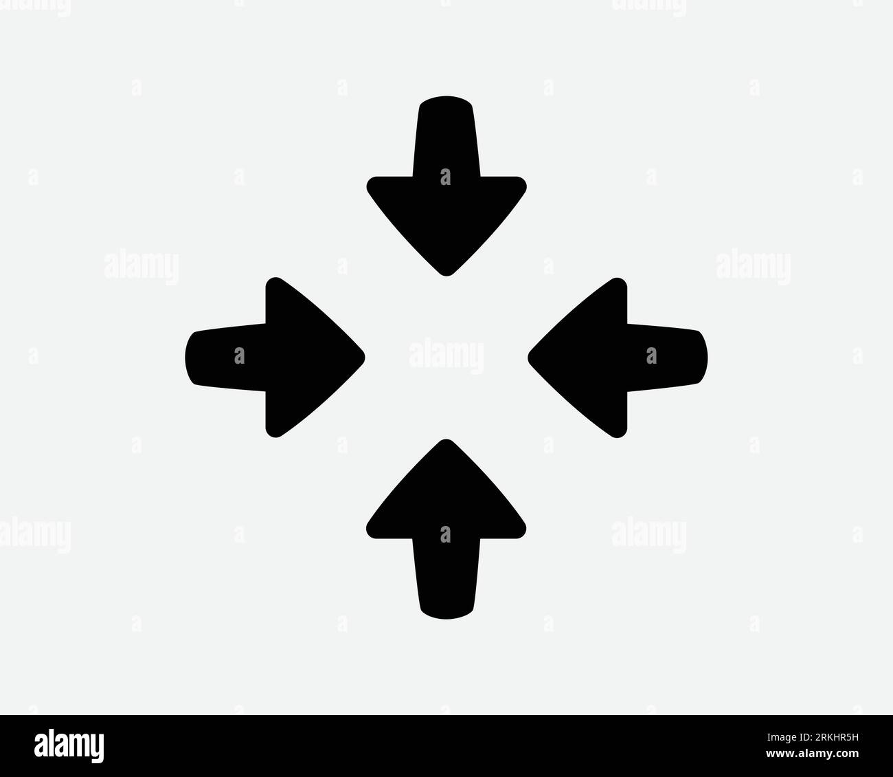 Quatre flèches pointant vers l'icône 4 flèche Zoom vers l'arrière cible pointeur central Croix Noir blanc forme vecteur Clipart Illustration graphique Illustration graphique symbole signe Illustration de Vecteur
