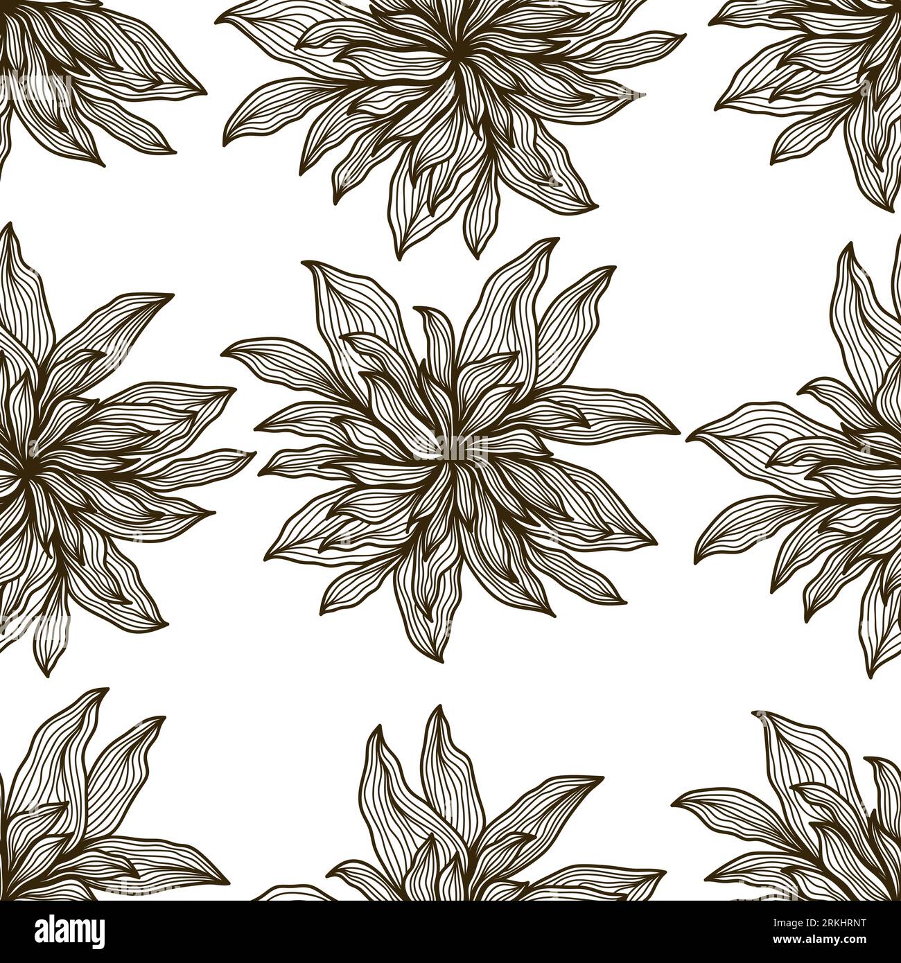 Motif de fleur de Dahlia dessiné à la main. Fond élégant de fleur pour la mode, papier peint, papier d'emballage, fond, Imprimer, tissu, textile, vêtements Illustration de Vecteur