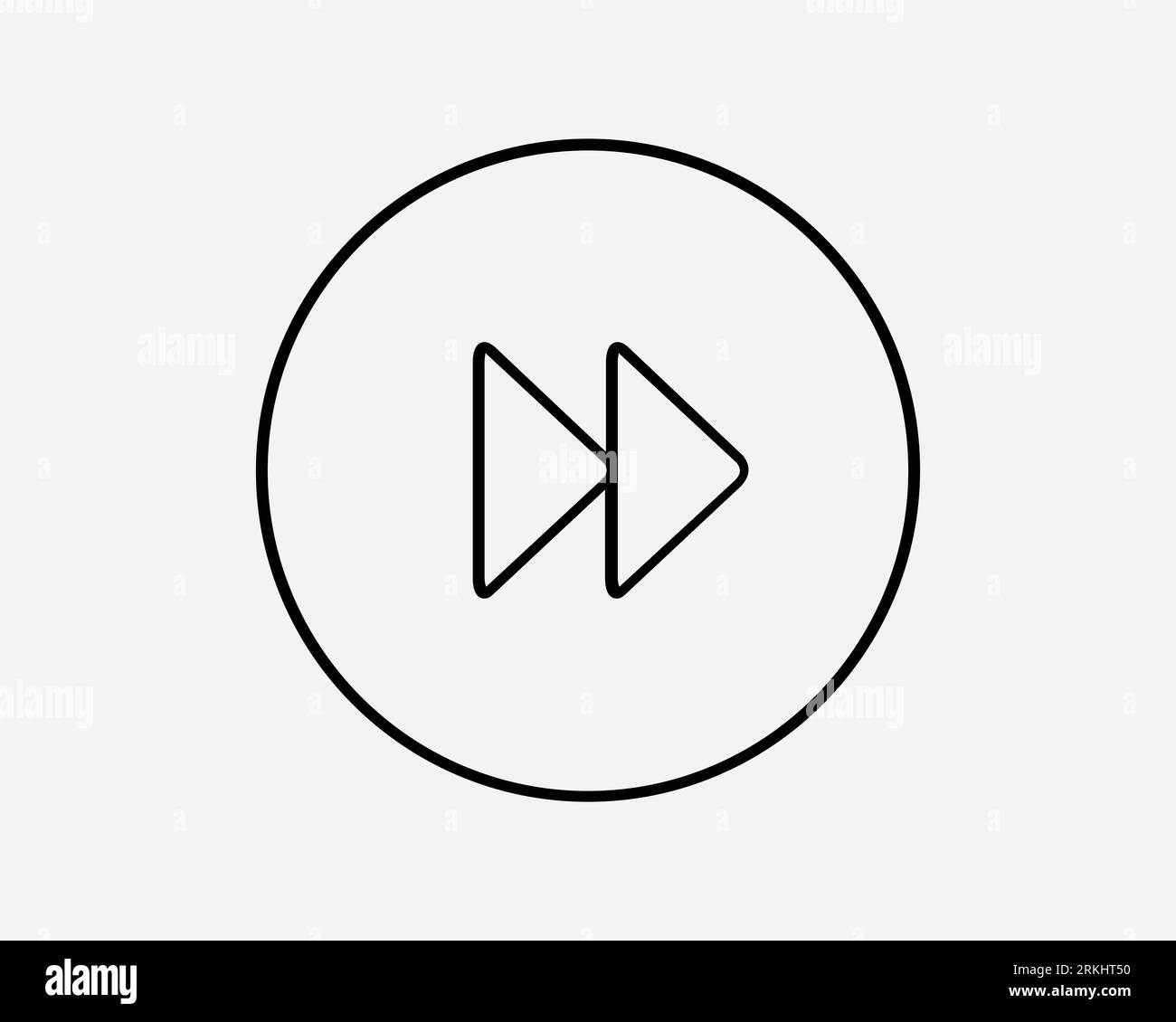 Avance rapide Round Thin Line icon Skip Next Music Media Control Circle bouton Noir blanc Outline forme vecteur Clipart Graphic Artwork Sign Symbol Illustration de Vecteur