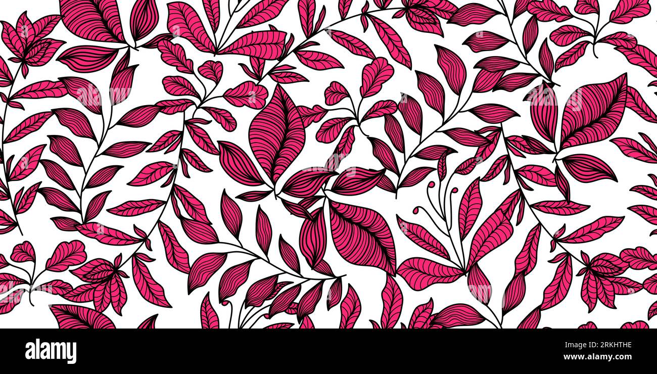 Motif de fleur rouge dessiné à la main avec style Vintage. Motif floral sans couture Illustration de Vecteur