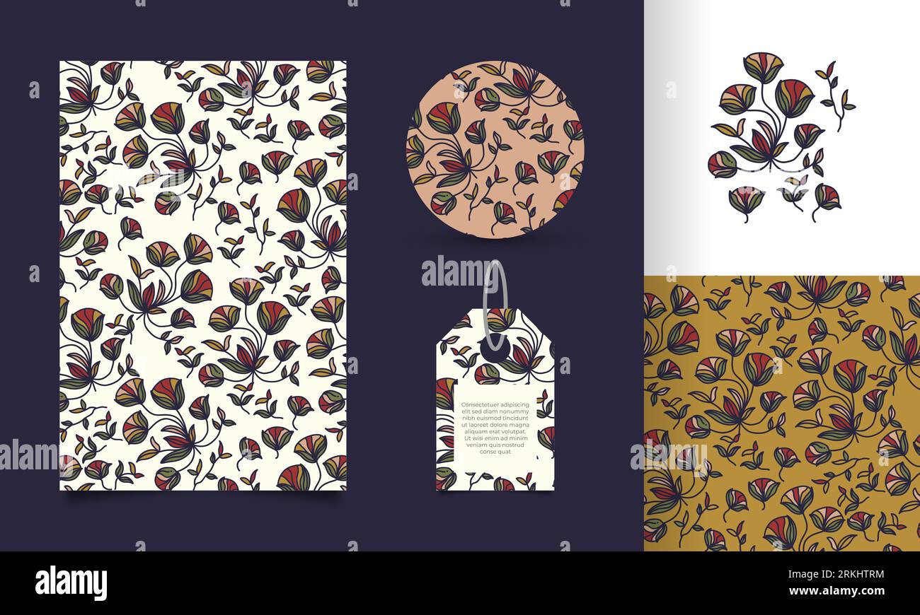 Motif floral sans couture avec style Vintage Cartoon. Motif floral. Convient pour papier peint, papier d'emballage, fond, tissu, textile, affiche, vêtements Illustration de Vecteur