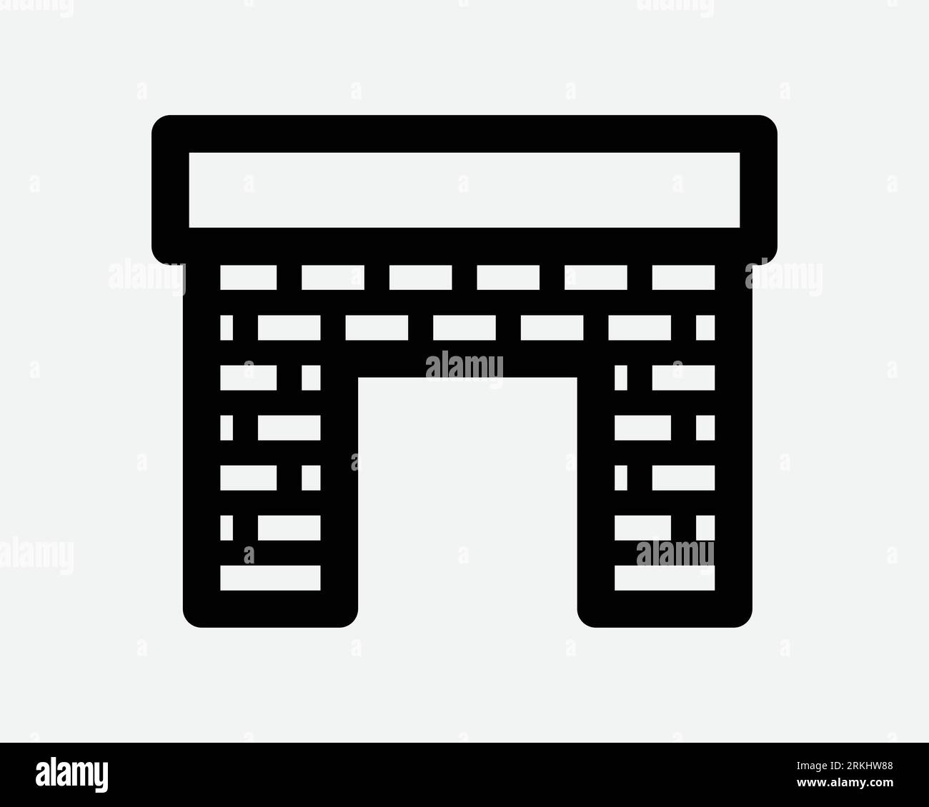 Structure de la cheminée icône Fire place Burner House Heater Furniture Brick Noël Design intérieur traditionnel Black White forme Vector Sign Symbo Illustration de Vecteur