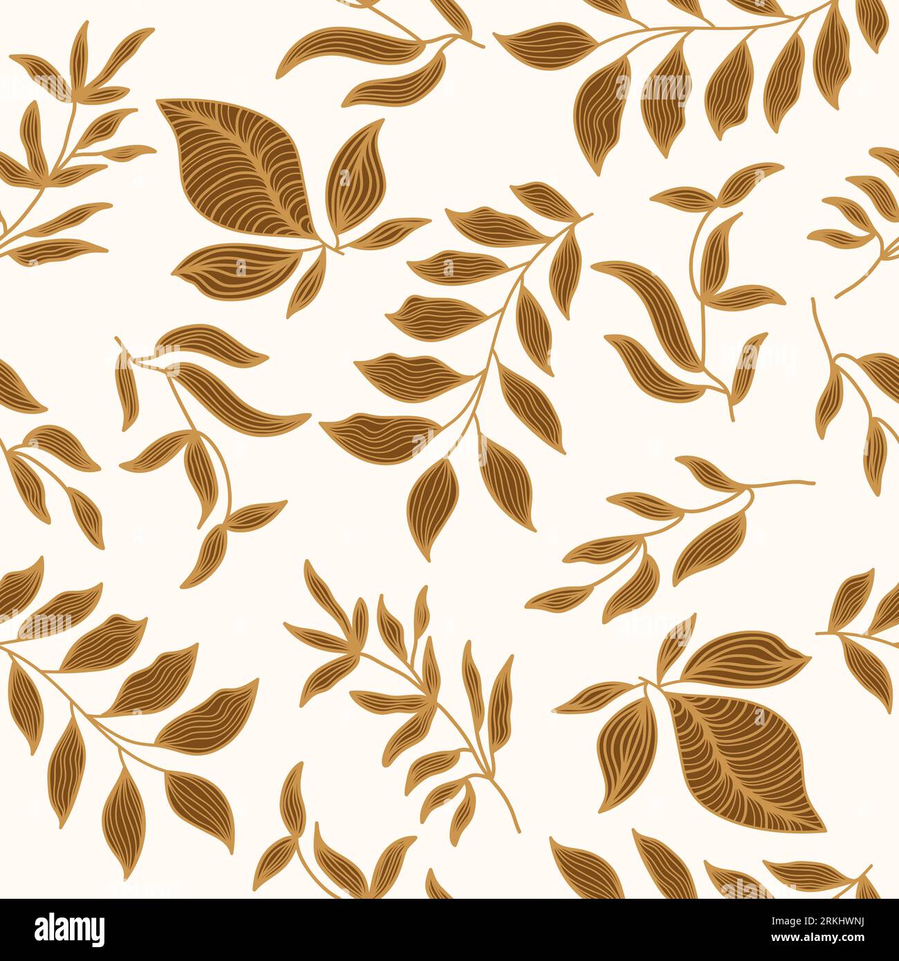 Élégant motif floral doré. Motif de fleur sans couture dessiné à la main pour la mode, papier peint, papier d'emballage, arrière-plan, impression, tissu, textile, vêtements Illustration de Vecteur