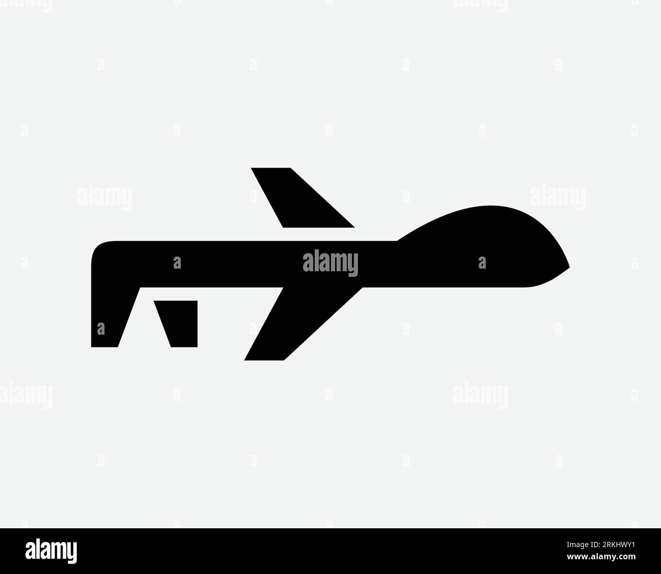 Military Drone Icon Remote Spy plane Aircraft War Airplane robot Noir blanc contour forme vecteur Clipart Illustration graphique Illustration graphique symbole signe Illustration de Vecteur