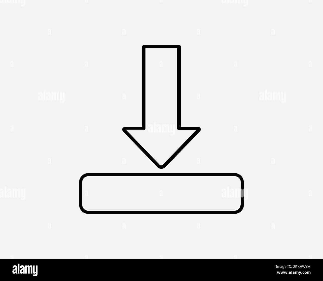 Download Line Icon Downloader Charger bouton flèche stockage données connexion Internet Noir blanc forme de ligne vecteur Clipart Graphic Artwork Sign Symbol Illustration de Vecteur