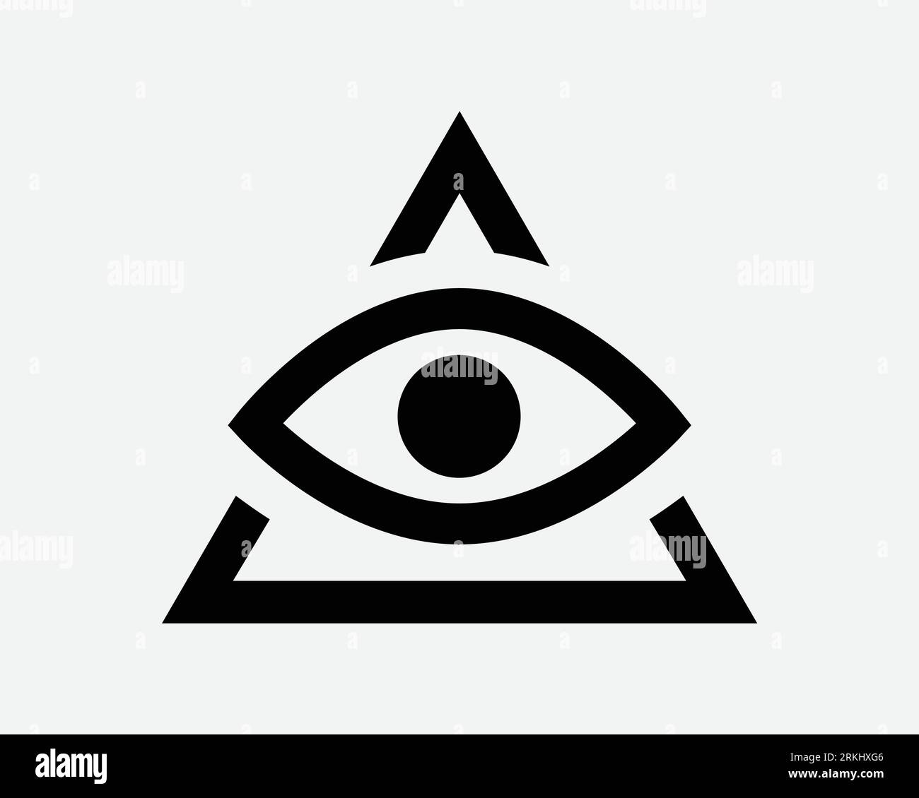 Triangle Eye Icon Pyramid Illuminati Magic Vision Voir vue franc-maçon Spy regarder regarder regarder Noir blanc forme vecteur Illustration symbole de signe Illustration de Vecteur