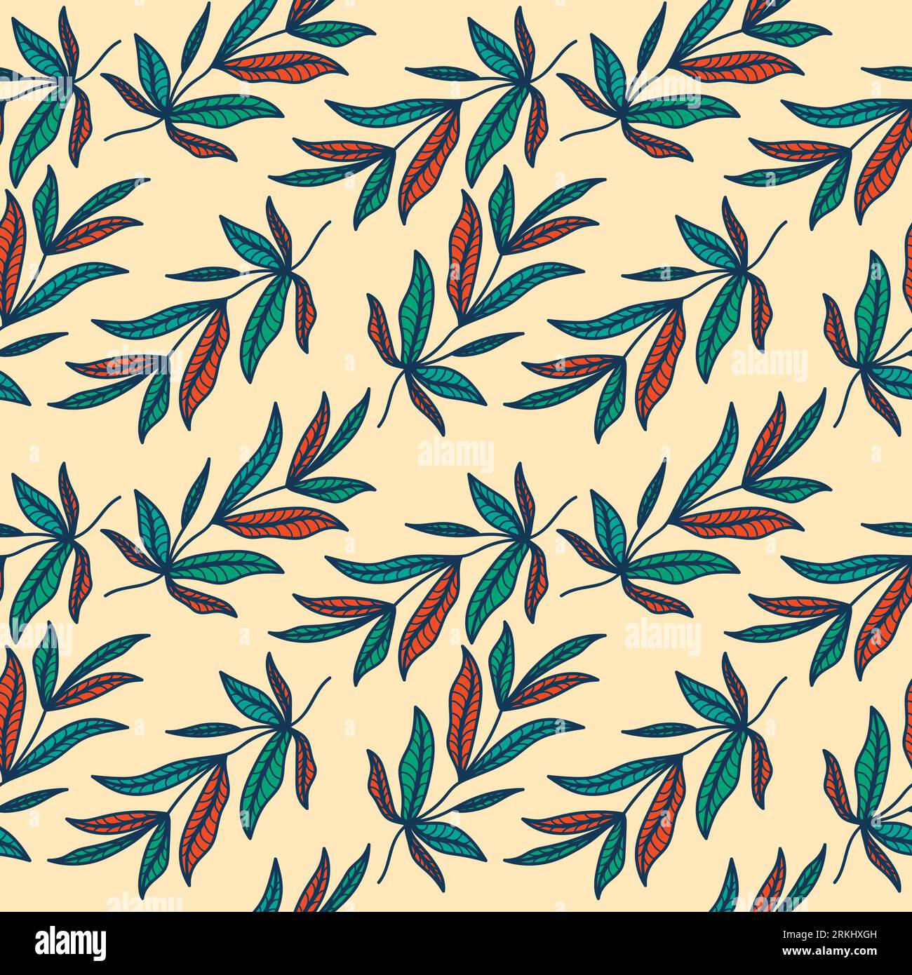 Motif floral exotique sans couture avec style Vintage. Motif de fleur dessiné à la main pour la mode, papier peint, papier d'emballage, fond, tissu, textile Illustration de Vecteur