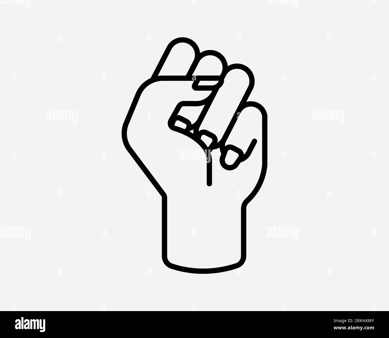 Fist Line icône Femme droit lutte puissance autonomisation Protest Egalité Noir blanc contour forme vecteur Clipart Graphic Artwork Sign symbole Illustration de Vecteur