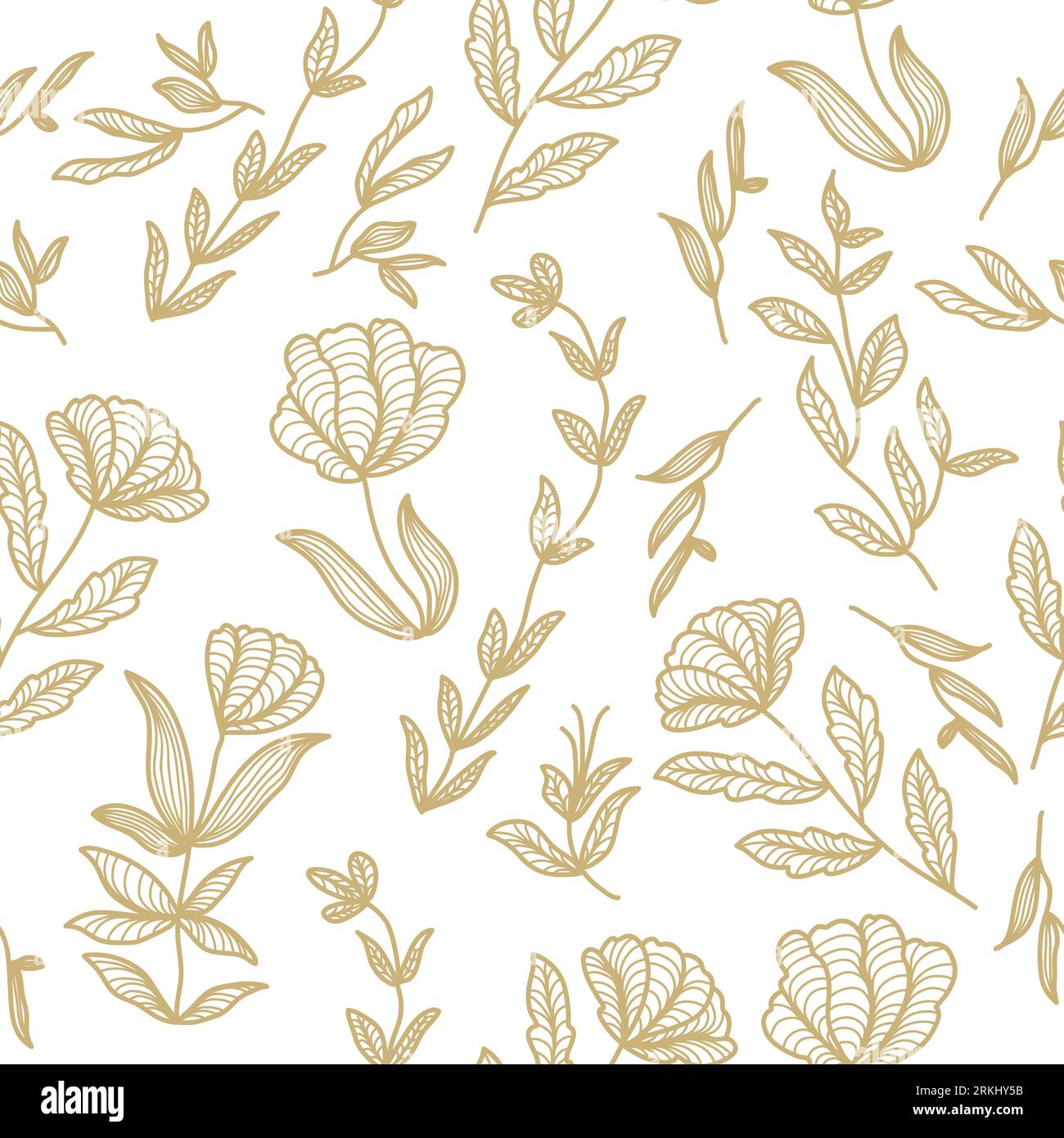 Motif floral crème sans couture sur fond blanc. Motif floral pour la mode, papier peint, papier d'emballage, fond, tissu, textile, vêtements et cartes Illustration de Vecteur