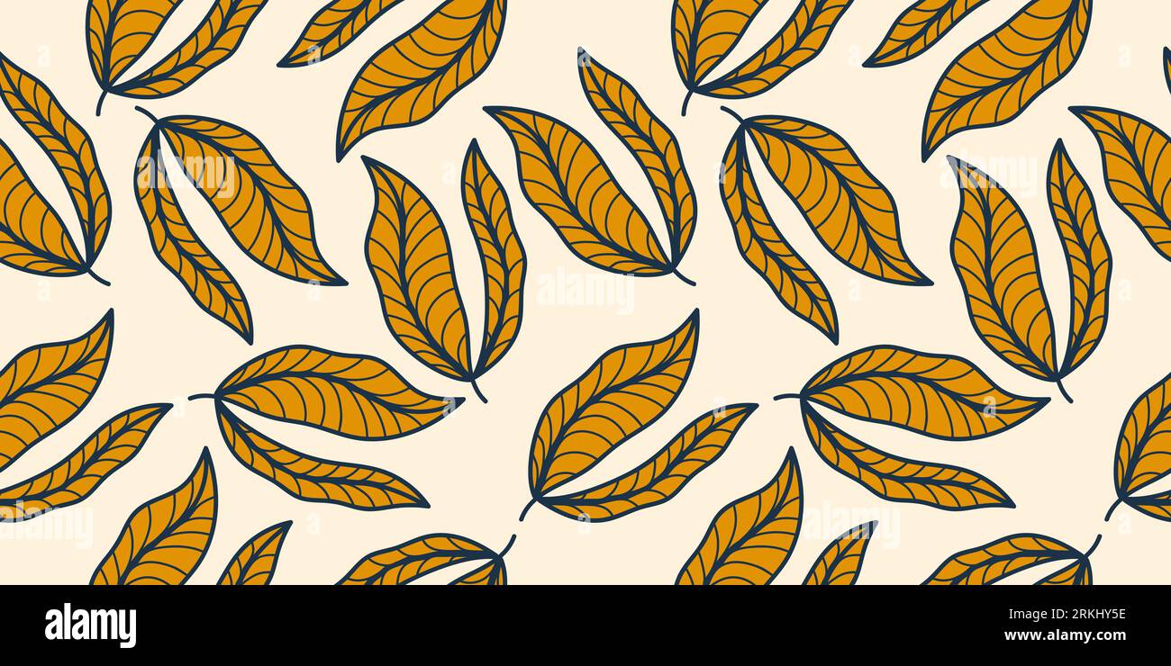 Motif feuille d'orange dans le style Vintage. Motif floral sans couture dessiné à la main pour la mode, papier peint, papier d'emballage, fond, tissu, textile, vêtements Illustration de Vecteur