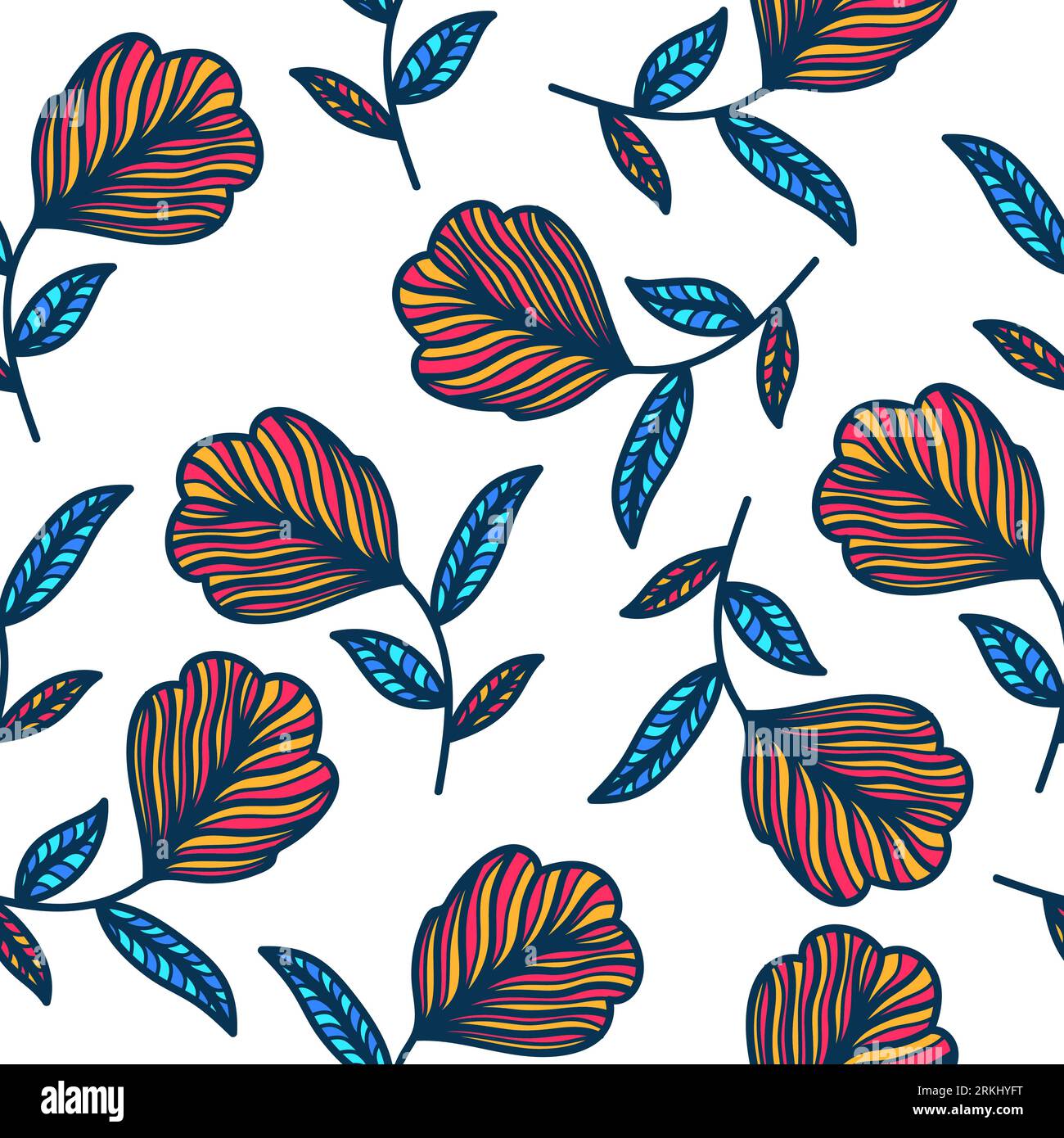 Motif floral exotique sans couture avec style Vintage. Motif floral dessiné à la main pour la mode, papier peint, papier d'emballage, fond, tissu, textile Illustration de Vecteur