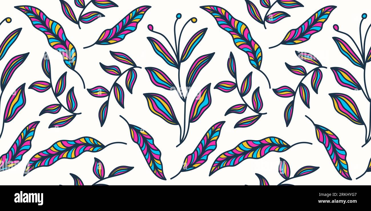 Motif floral sans couture coloré avec style dessiné à la main. Motif de fleur pour la mode, papier peint, papier d'emballage, fond, tissu, textile, vêtements Illustration de Vecteur