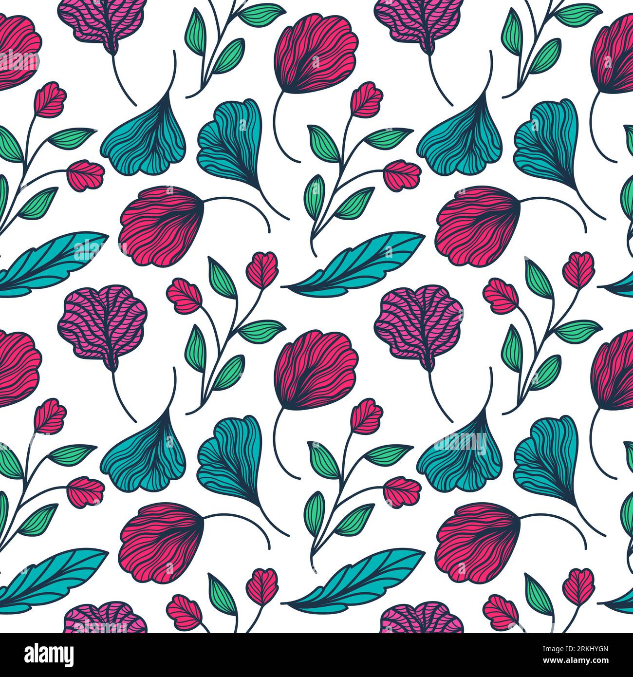 Motif floral exotique sans couture avec style Vintage. Motif de fleur dessiné à la main pour la mode, papier peint, papier d'emballage, fond, tissu, textile Illustration de Vecteur