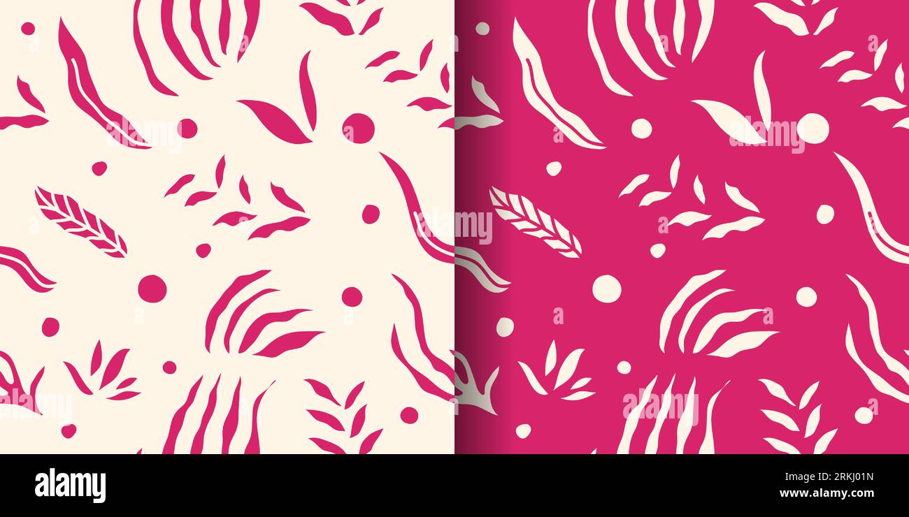 Motif floral sans couture abstrait avec deux variations de couleur. Collage impression contemporaine. Motif de fleurs pour la mode, papier peint, papier d'emballage Illustration de Vecteur