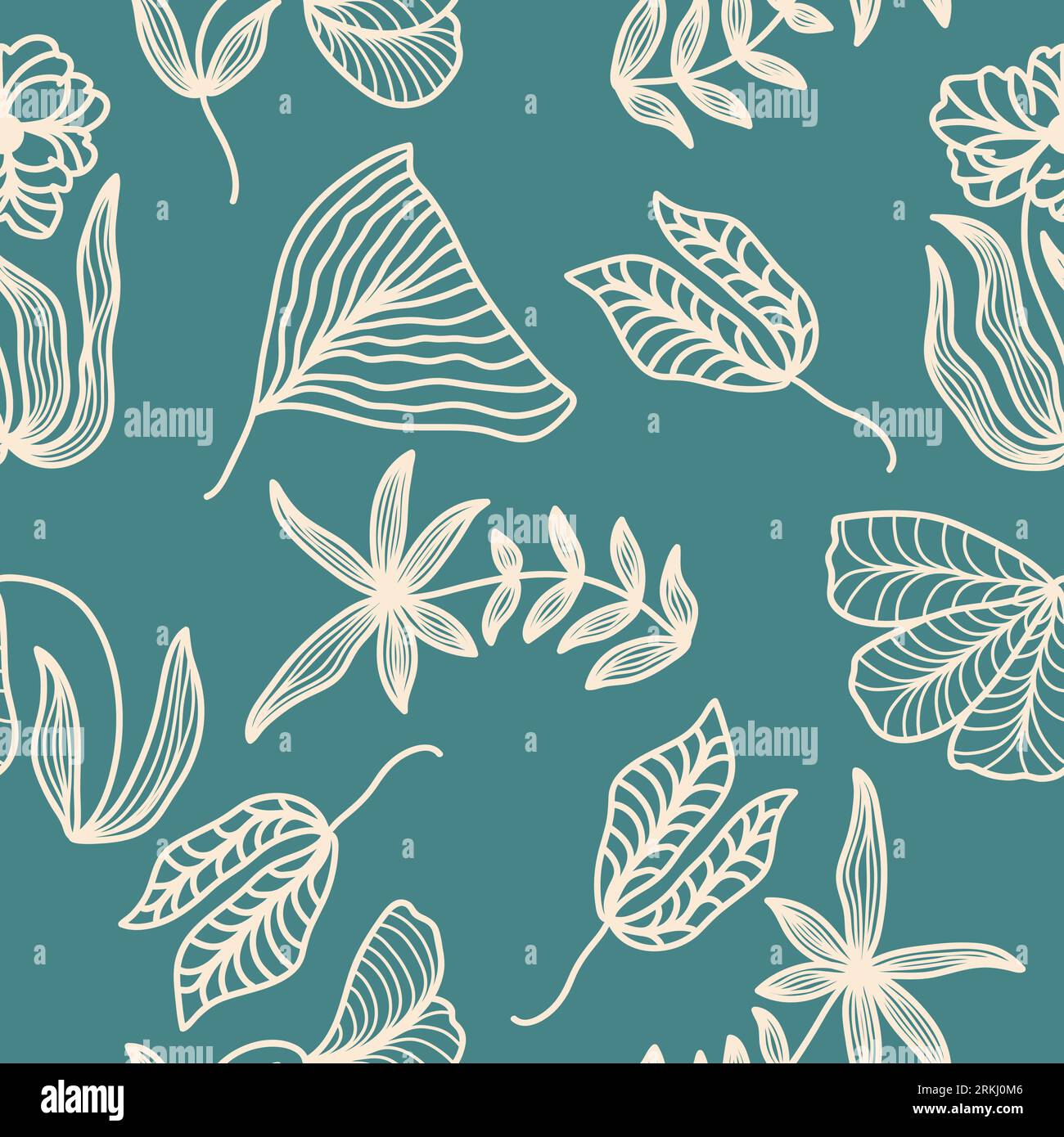 Motif de fleurs tropicales dessiné à la main. Motif de fleur pour la mode, papier peint, papier d'emballage, fond, tissu, textile, vêtements et conception de cartes Illustration de Vecteur