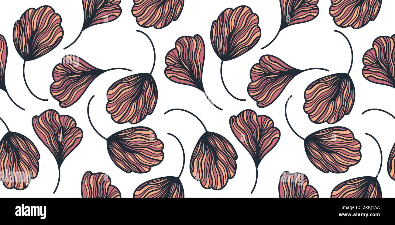 Motif floral sans couture dessiné à la main avec style Vintage. Motif de fleur pour la mode, papier peint, papier d'emballage, fond, tissu, textile, vêtements Illustration de Vecteur