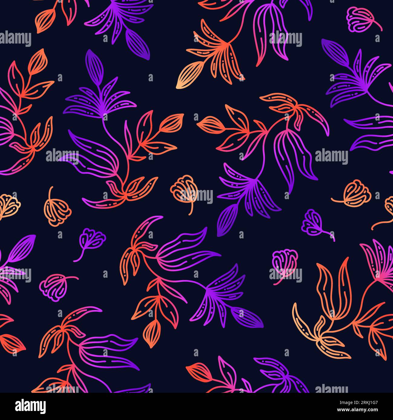 Motif floral exotique sans couture avec style dégradé coloré. Motif floral. Convient pour papier peint, papier d'emballage, fond, tissu, textile Illustration de Vecteur