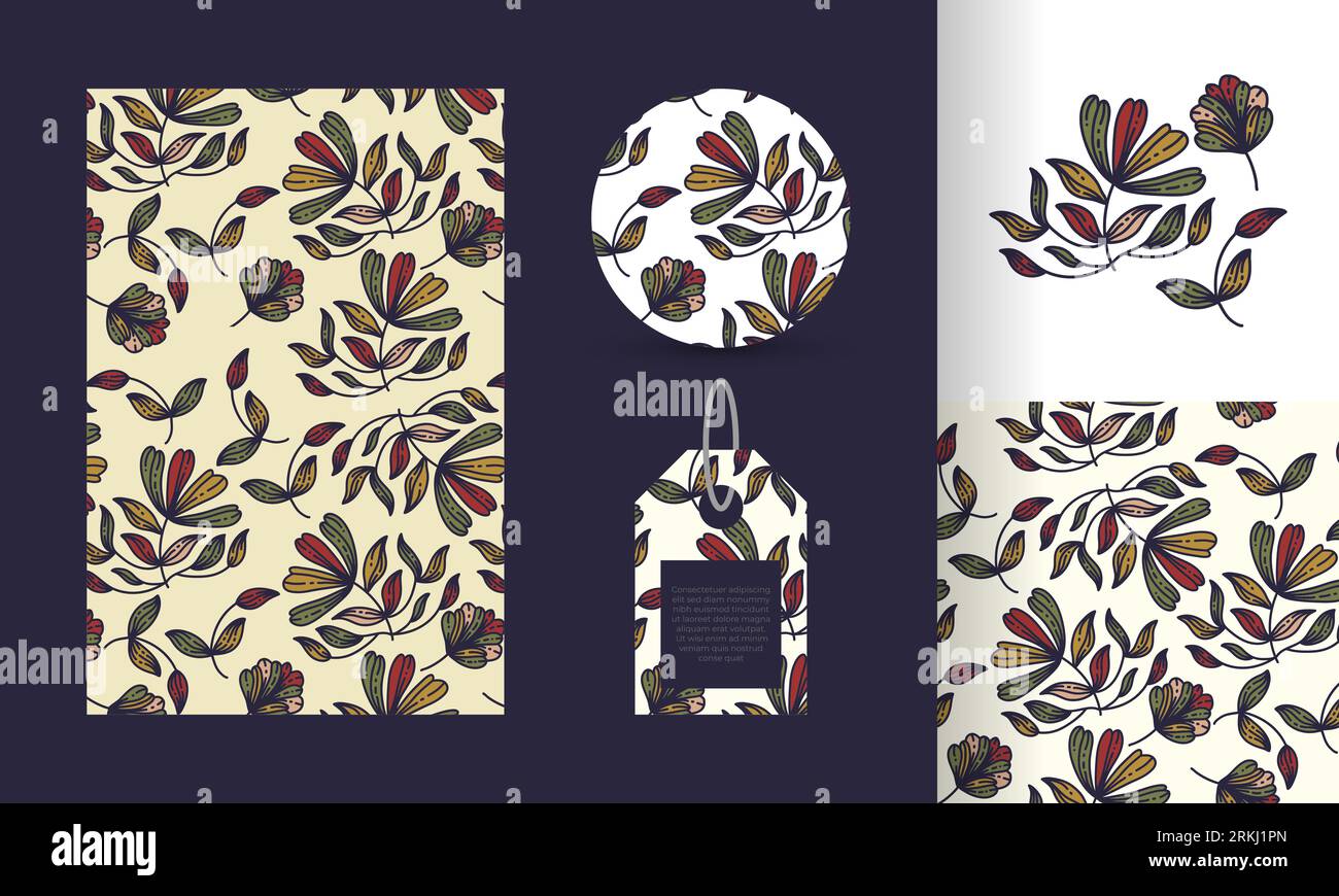 Motif floral sans couture avec style Vintage Cartoon. Motif floral. Convient pour papier peint, papier d'emballage, fond, tissu, textile, affiche, vêtements Illustration de Vecteur