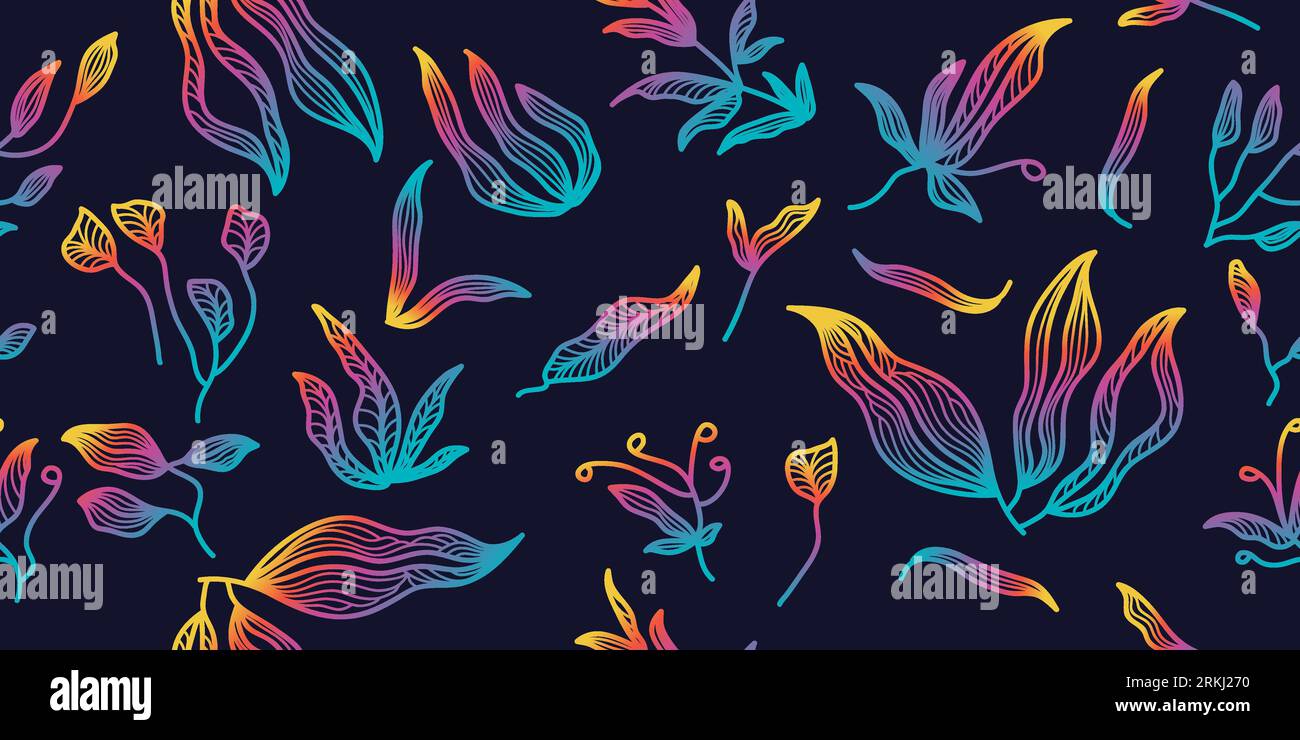 Motif floral exotique sans couture avec style dégradé coloré. Motif floral. Convient pour papier peint, papier d'emballage, fond, tissu, textile Illustration de Vecteur