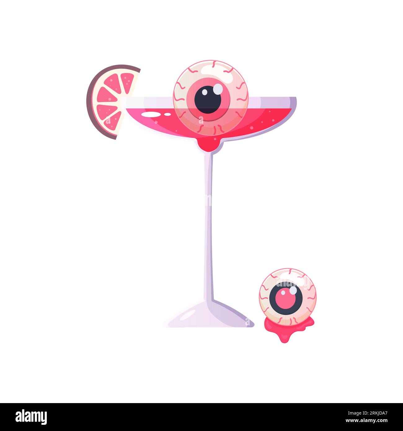 Cocktail Halloween rose avec des yeux, illustration vectorielle sur fond blanc Illustration de Vecteur