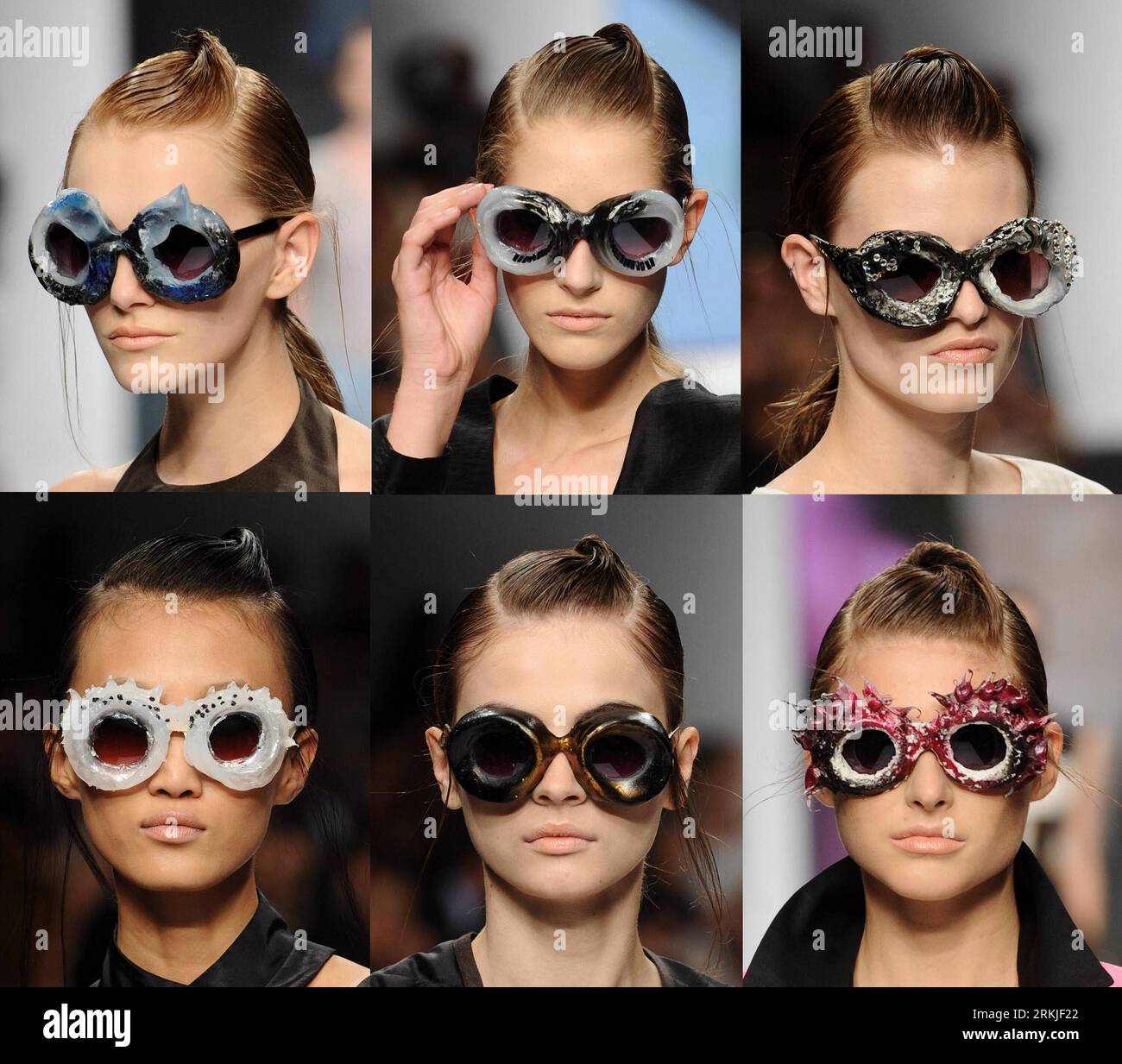 Bildnummer : 56130893 Datum : 27.09.2011 Copyright : imago/Xinhua (110928) -- MILAN, 28 septembre 2011 (Xinhua) -- photo combinée prise le 27 septembre 2011 montre des modèles présentant les créations de la nouvelle créatrice Francesca Liberatore à la Fashion week de Milan vêtements féminins Printemps/été 2012 à Milan, dans le nord de l'Italie. La Fashion week de Milan a fermé mardi. (Xinhua/Wang Qingqin) ITALIE-MILAN-SEMAINE DE LA MODE-NOUVEAUX CRÉATEURS À VENIR PUBLICATIONxNOTxINxCHN Gesellschaft mode Modenschau Damenmode Entertainment Kultur x2x xtm 2011 quadrat o0 Fotomontage, Brillen, kurios 56130893 Date 27 09 2011 Co Banque D'Images