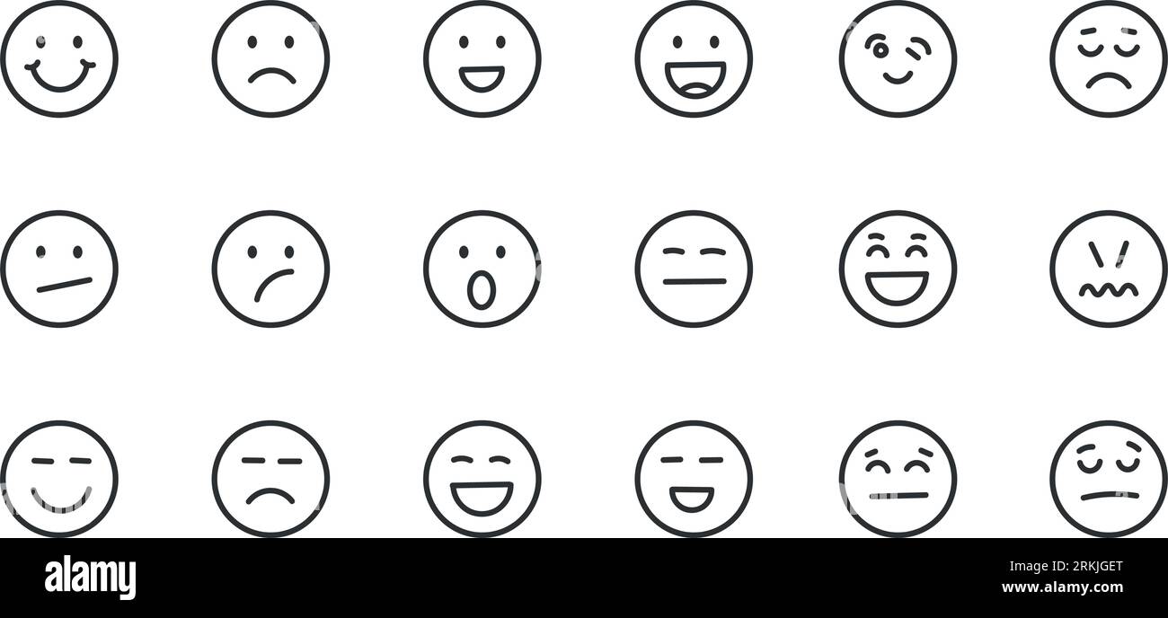 emoji-emoticon-smiley-vector-set-banque-d-images-noir-et-blanc-alamy