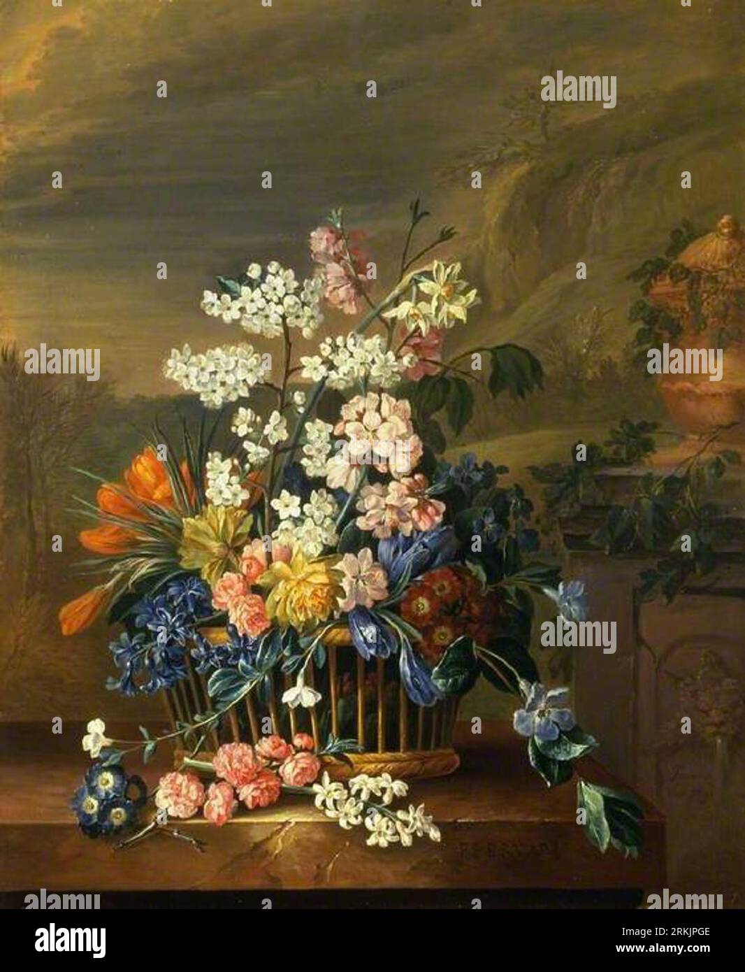 Douze mois de fleurs : février circa 1732 par Jacob van Huysum Banque D'Images