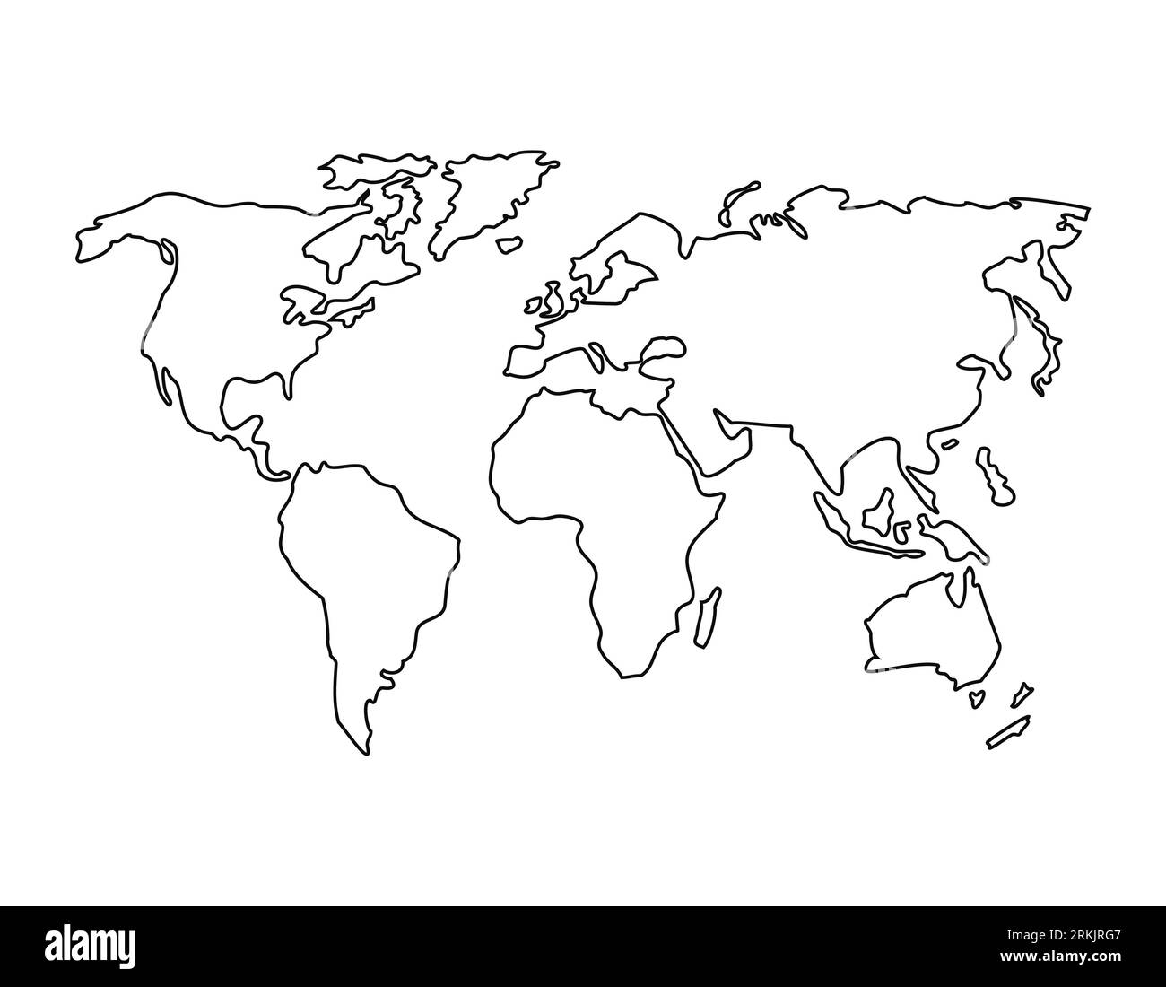 modèle de vecteur de contour de carte du monde Illustration de Vecteur