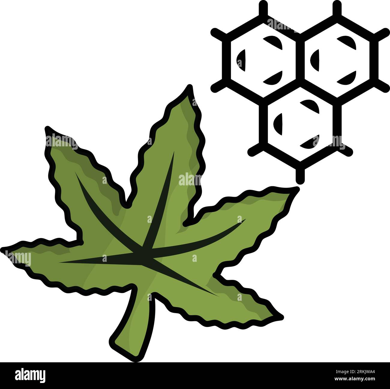 Concept de science des plantes de chanvre, conception d'icônes vectorielles de chimie et de substances, symbole de cannabis et de marijuana, signe de thc et de cbd, drogues à base de plantes récréatives s Illustration de Vecteur