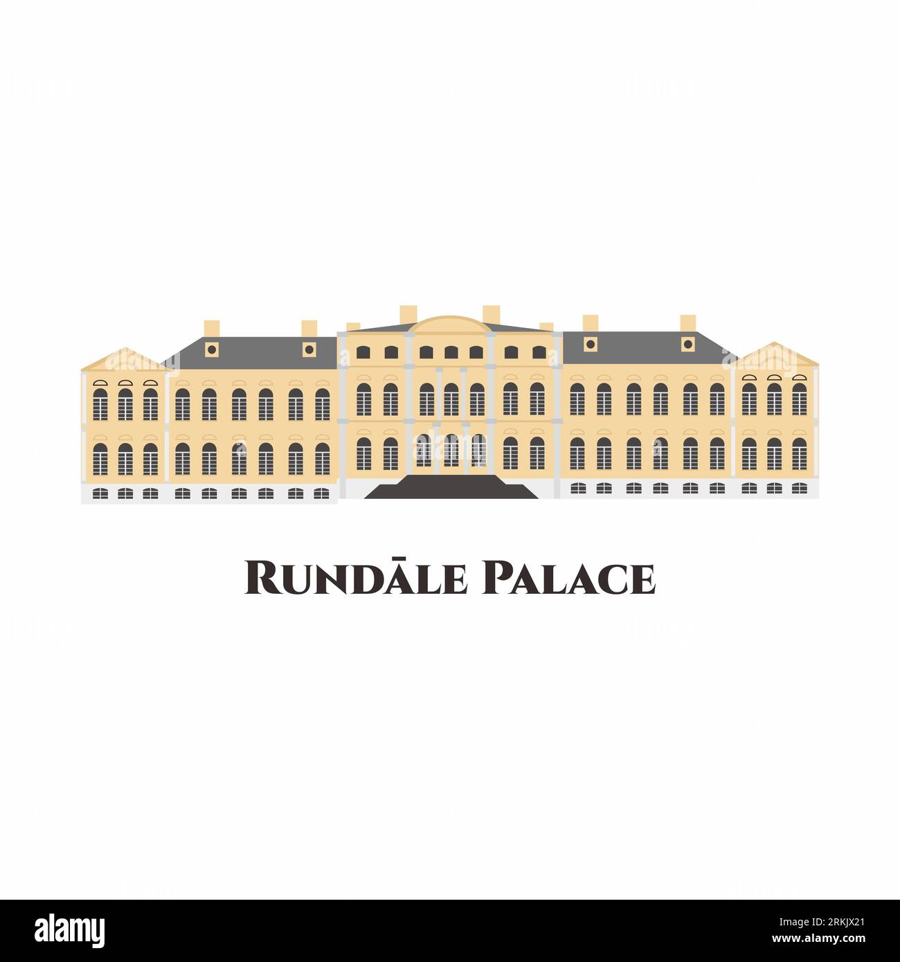 Palais de Rundāle en Lettonie. C'est l'un des deux principaux palais baroques construits pour les ducs de Courlande. Un bon emplacement pour les touristes avec son merveilleux Illustration de Vecteur