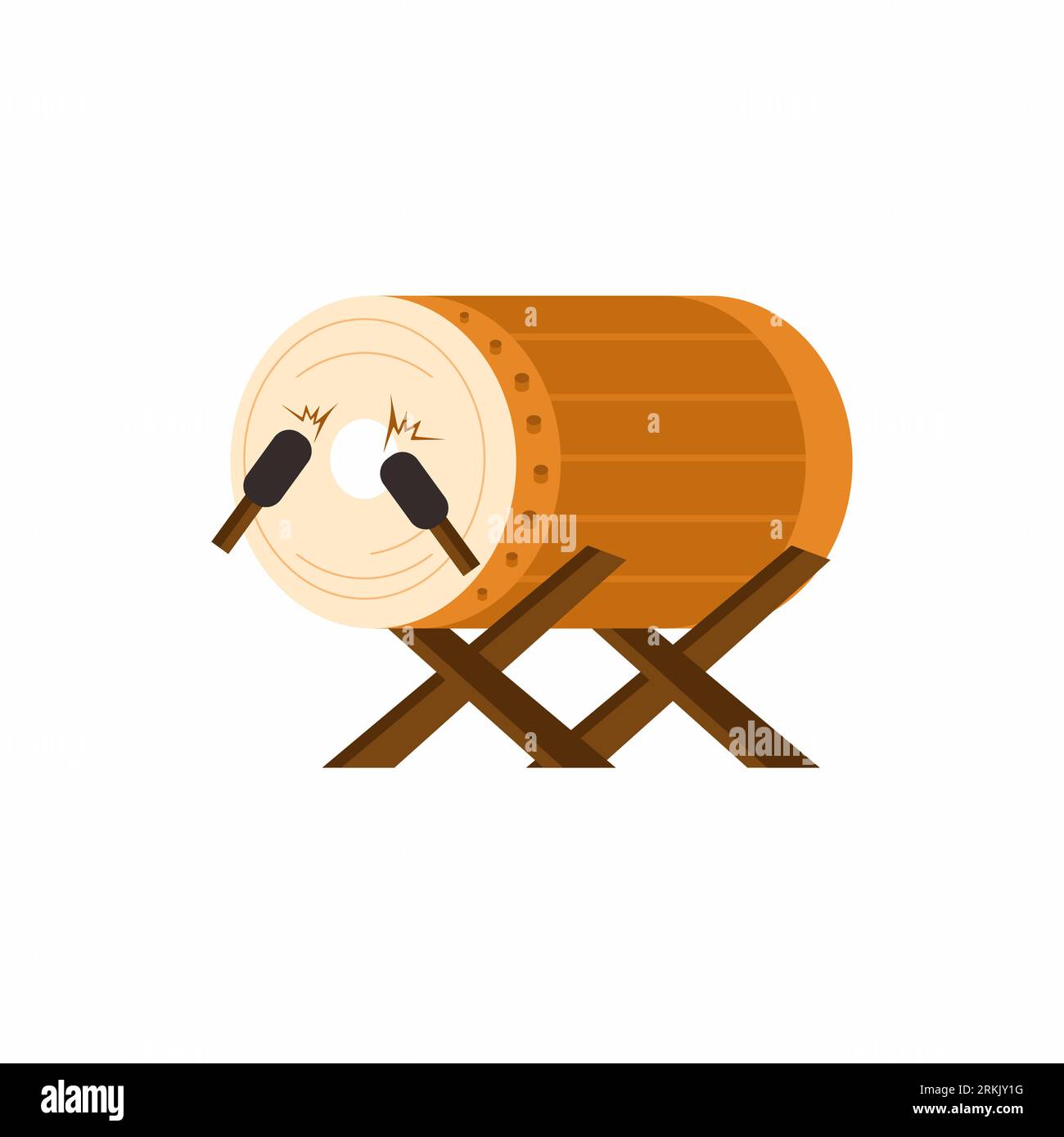 Gros élément plat de tambour avec la couleur marron isolé sur fond blanc Illustration de Vecteur