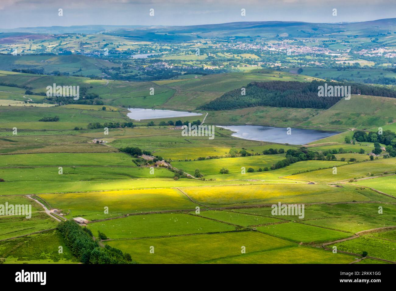 Pendle Hill, Lancashire - vue depuis le haut. Banque D'Images