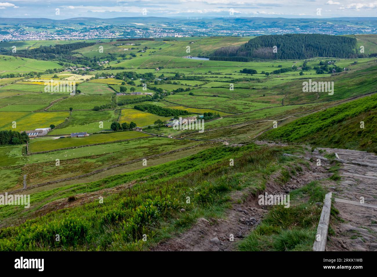 Pendle Hill, Lancashire - vue depuis le haut. Banque D'Images