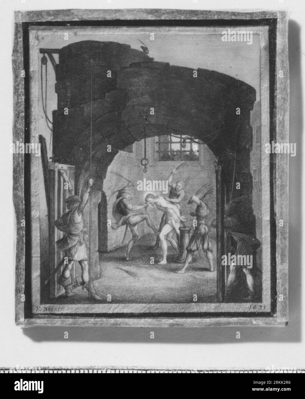 Scener ur Kristi liv (Kristus gisslas i fängelse) 1631 de Friedrich Brentel Banque D'Images