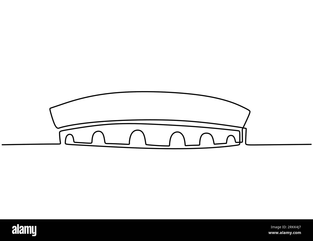 Continu une ligne de stade de football. Stade de football dans le style d'une seule ligne isolé sur fond blanc. Illustration de Vecteur