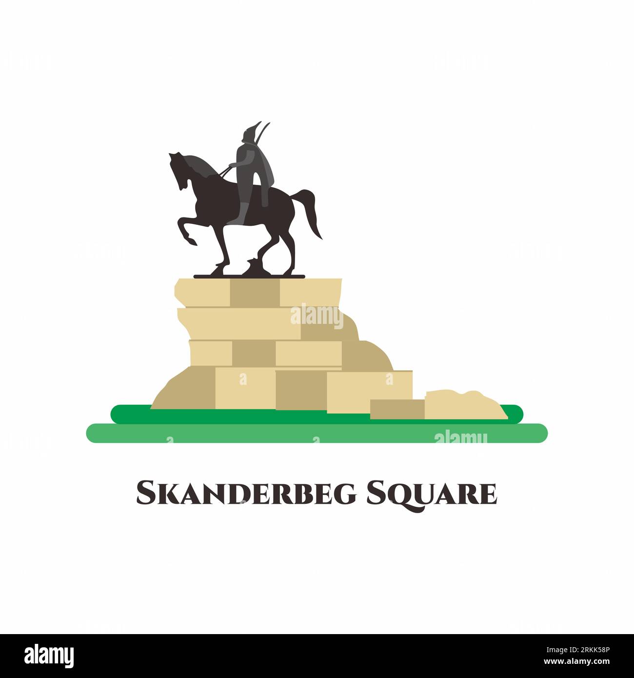 La place Skanderbeg est la place principale du centre de Tirana, en Albanie. Grande place avec musée, opéra et mosquée l'entourant. Bel endroit Illustration de Vecteur