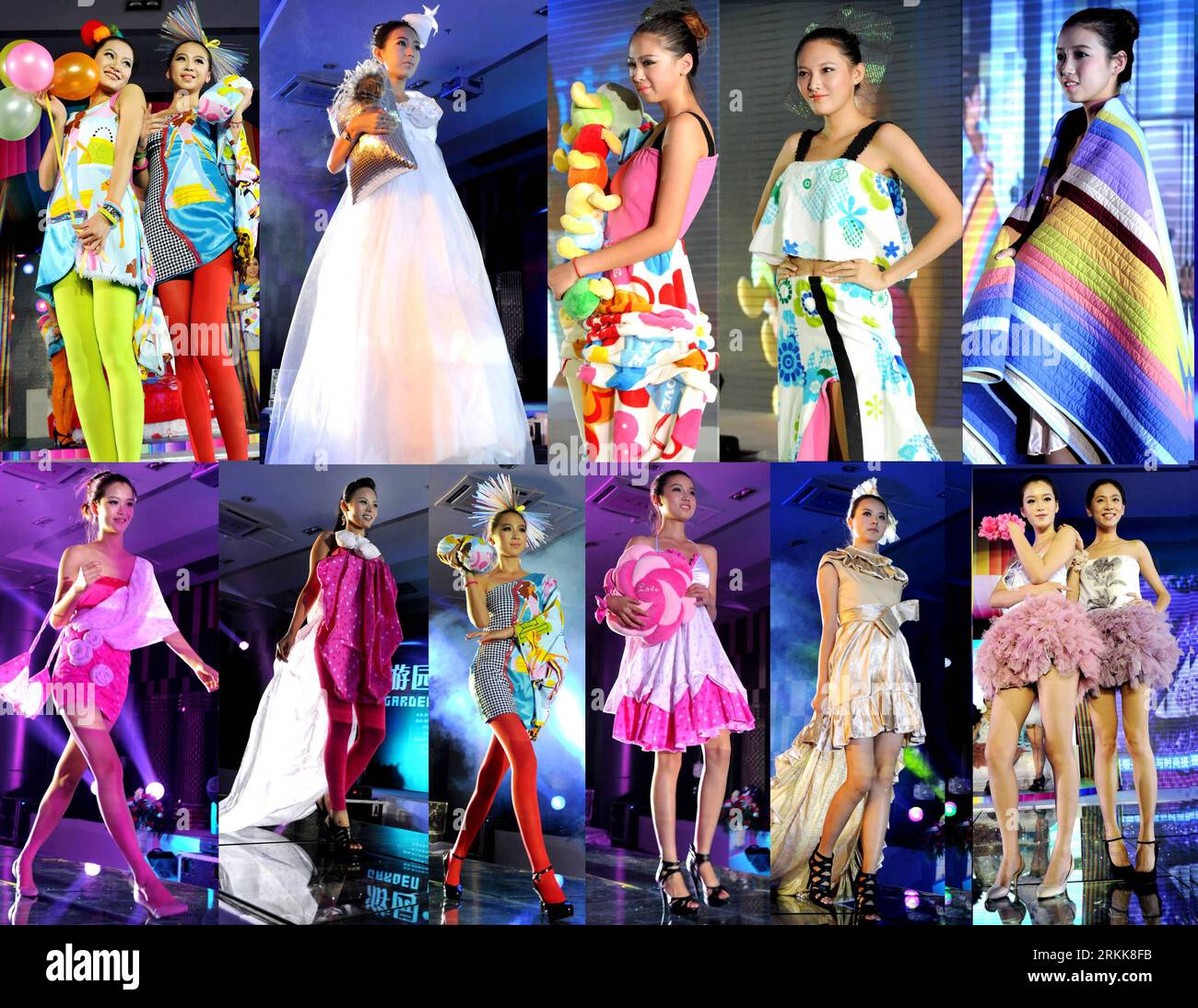 Bildnummer : 56211584 Datum : 24.10.2011 Copyright : imago/Xinhua (111024) -- JINHUA, 24 octobre 2011 (Xinhua) -- une photo de combinaison montre des modèles présentant des produits de literie au cours d'un défilé de mode avec le thème des produits de literie à la 17e Chine Yiwu International Commodities Fair à Yiwu, dans la province de Zhejiang de l'est de la Chine, Oct. 24, 2011. (Xinhua/Zhang Jiancheng) (Ly) CHINA-YIWU-INTERNATIONAL COMMODITIES FAIR-BEDDING PRODUCTS (CN) PUBLICATIONxNOTxINxCHN Entertainment Kultur Modenschau mode Damenmode modèle x0x xst 2011 quer 56211584 Date 24 10 2011 Copyright Imago XINHUA JINHUA O. Banque D'Images