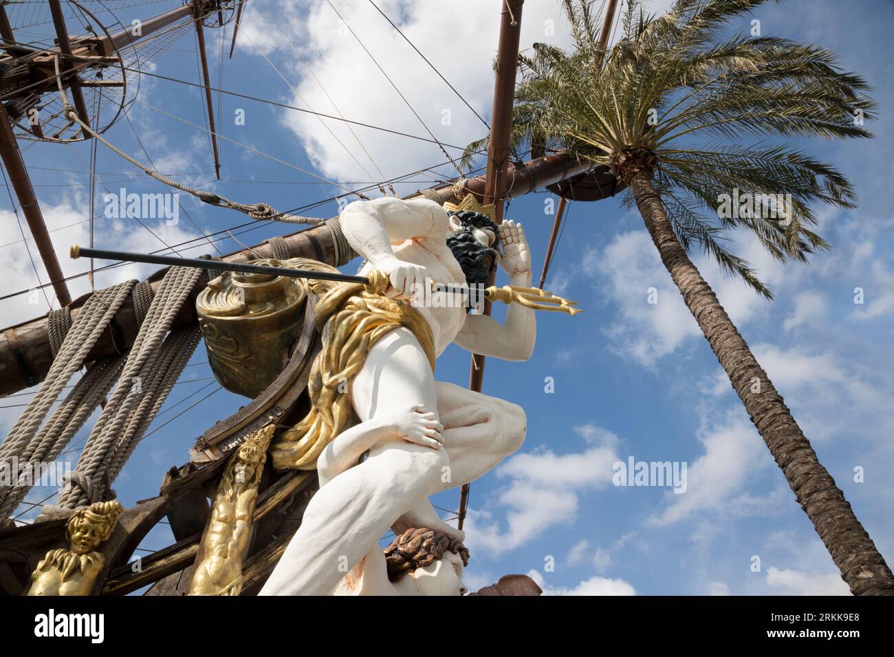 Genova - le détail du galion de Neptune - réplique d'un galion espagnol du 17e siècle conçu par l'architecte naval David Cannell. Banque D'Images