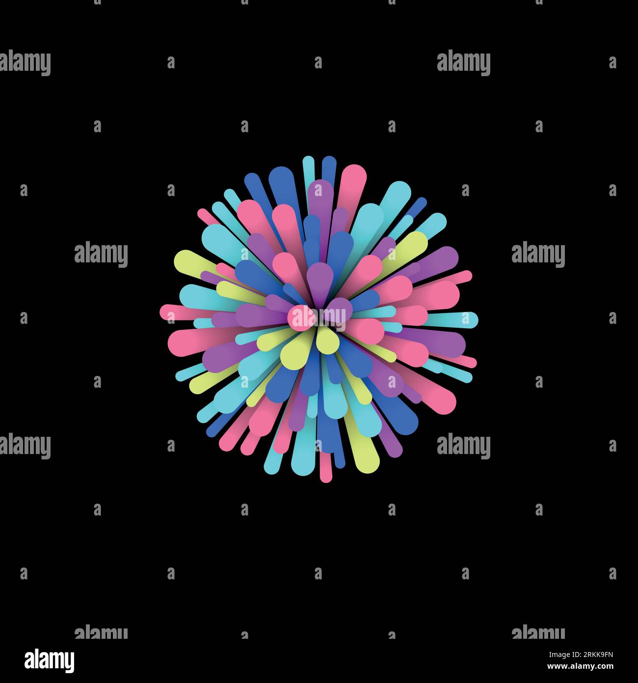 Lignes mattes 3d néon colorées de différentes tailles. Composition abstraite avec des lignes volantes ou d'explosion multicolores. Forme de fond vectoriel de cercle. Illustration de Vecteur