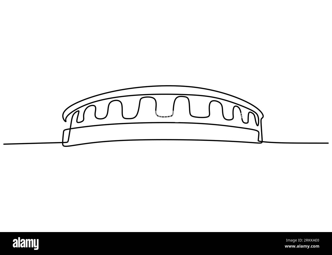 Continu une ligne de stade de football. Stade de football dans le style d'une seule ligne isolé sur fond blanc. Illustration de Vecteur