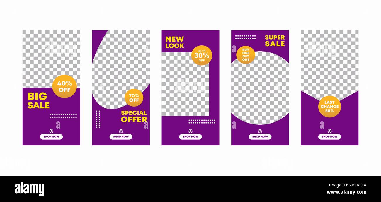 Ensemble de modèles de médias sociaux de conception d'arrière-plans pour la promotion de vente de mode ig stories. Style minimaliste moderne pour les réseaux sociaux histoire en violet Illustration de Vecteur