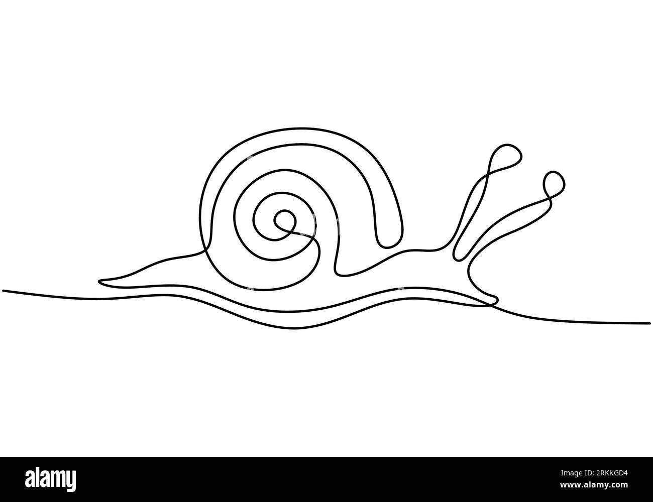 Un dessin au trait continu d'escargot. Nourriture saine à escargot hautement nutritive. Concept de mascotte d'escargot exotique pour l'identité du logo d'aliments sains. Main moderne d Illustration de Vecteur