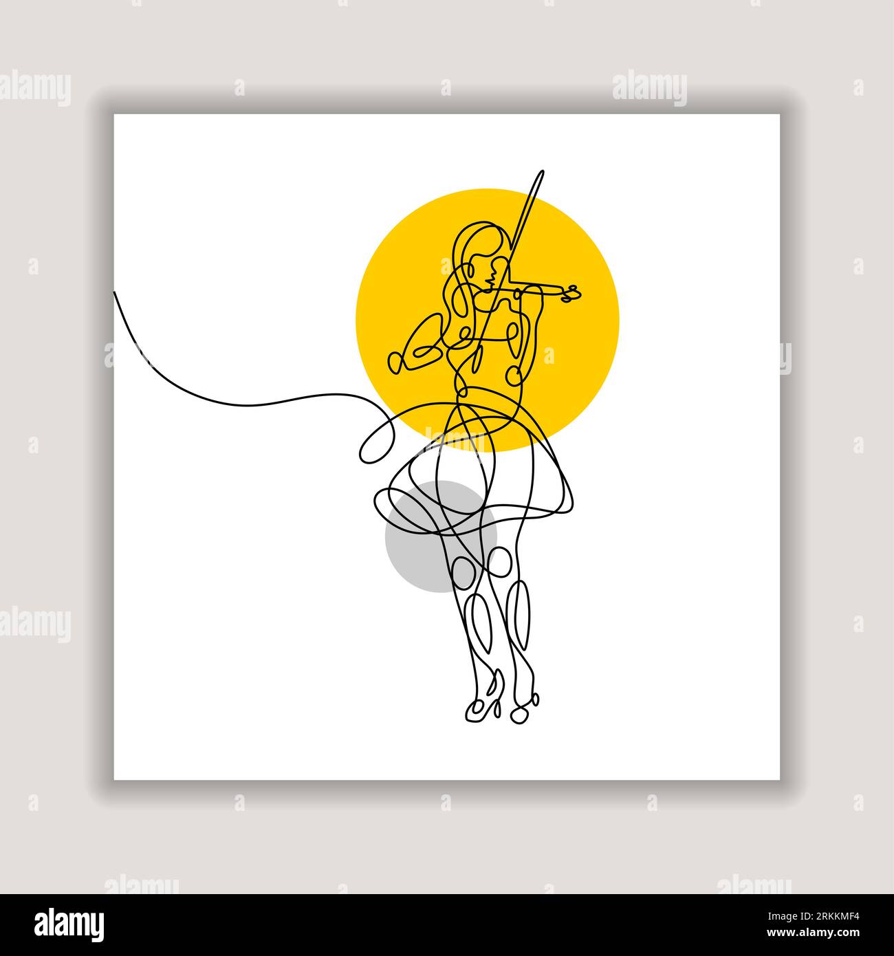 Une seule ligne dessin fille jouant du violon, femme jouent de la musique. Style boucle minimaliste dessiné à la main. Illustration de Vecteur