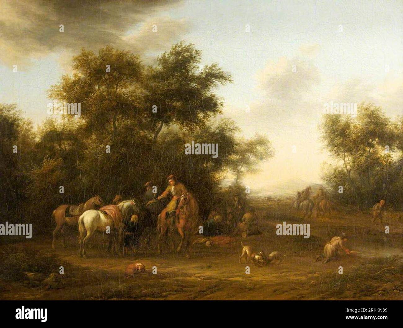 Les cavaliers s'arrêtent dans un Bois entre 1640 et 1700 par Barent Gael Banque D'Images