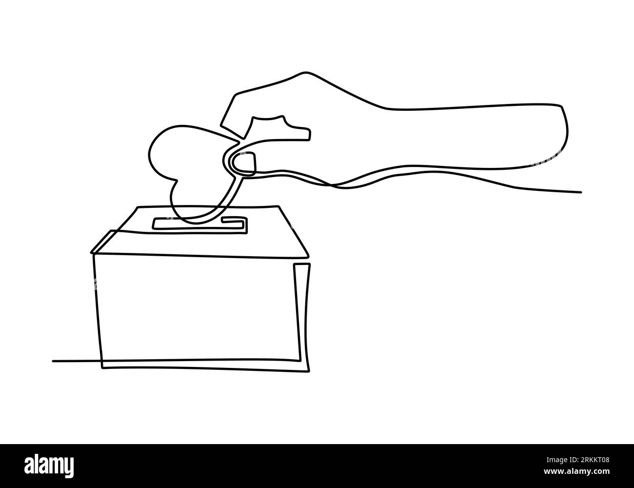 Dessin continu d'une ligne de parent donnant coeur d'amour en forme de boîte de charité. Symbole de signe d'assurance familiale. Charity Day One Line. Illustration de Vecteur