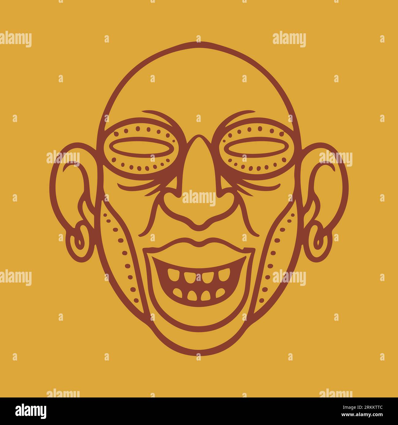 Masque facial antique tribal maya illustration vectorielle plate sur fond jaune. Masque aztèque de dessin animé sur la tête, masque facial ancien Illustration de Vecteur