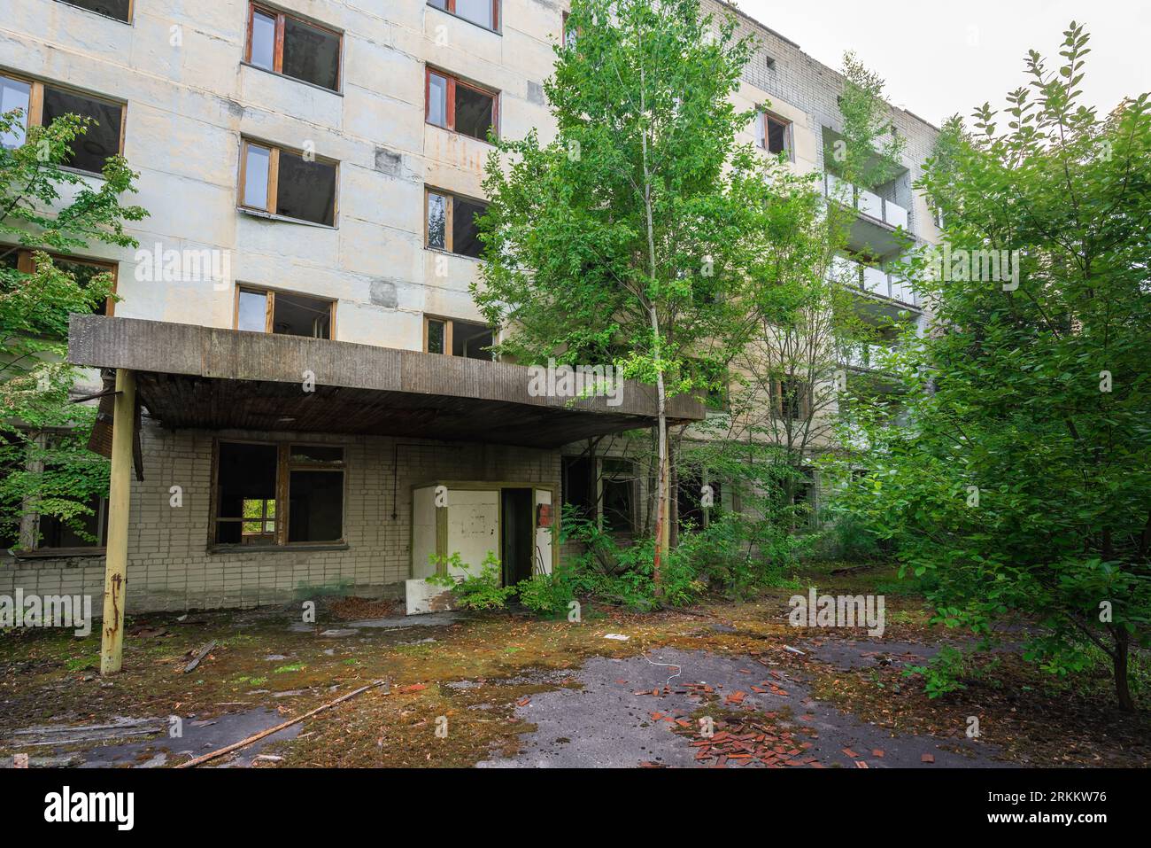 École du village radar de Duga - zone d'exclusion de Tchernobyl, Ukraine Banque D'Images